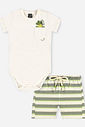 Conjunto Bebê Menino Body Lagarto e Bermuda Listrada Flour