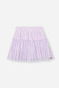 Conjunto Infantil com Blusa Estampa Sara Salamandra e Saia Shorts em Tule Foil – Look Menina Verão c LILAS BRUMA