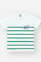 Conjunto Infantil Esportivo Clássico com Camiseta Listrada e Bermuda em Moletom Piquet BRANCO/AZ MARINHO