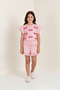 Conjunto Infantil Menina Tutti-Frutti Blusa E Short Listras Rosa Mundo Cinti
