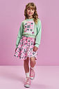 Conjunto Infantil Menina Blusão Menta e Vestido Rosa – Conjunto Menina Let’s Be Happy Mundo Cinti