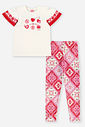 Conjunto Infantil Menina Blusa Alongada Morangos e Legging Estampa de Bandana