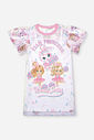 Vestido Infantil Casual com Sobreposição em Tule de Princesas Cheerleaders NATURAL/RS IOGURTE