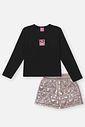 Conjunto Infantil Menina Blusa E Short Matelassê Preto Mundo Cinti