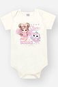 Conjunto Infantil Cheerleaders de Body em Cotton com Shorts Estampado e Strass NATURAL/RS IOGURTE