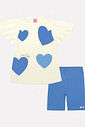 CONJ BLUSA E CICLISTA NATURAL/AZ HORTENCIA