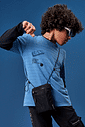 Camiseta Recorte Manga CTV Play Azul E Preto CTV