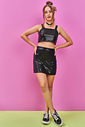 Top Teen Feminino Paetê Preto Dway