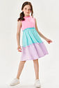 Vestido Infantil Menina Três Marias Rosa, Azul E Lilás Cinti