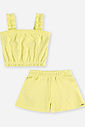 Conjunto Infantil Menina Cropped com Strass e Short Lemon