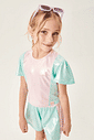 Conjunto Blusa E Shorts Holográfico Rosa E Azul CTV Conjunto Blusa E Shorts Holográfico Rosa E Azul CTV