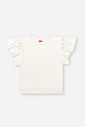 Conjunto Infantil com Blusa em Cotton e Shorts em Sarja Glow – Look Menina Verão com Strass NATURAL/AZ PORCELANA
