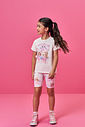 Conjunto Infantil Menina Cheerleader com Bermuda Ciclista Estampada NATURAL/RS CONFETE