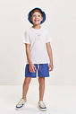 Conjunto Infantil Menino Camiseta Palma Bordada e Bermuda Azul
