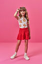 Conjunto Infantil com Blusa em Cotton e Shorts em Moletinho Waffle – Look Menina Verão com Estampa d NATURAL/VM MARTE
