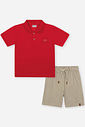 Conjunto Infantil Menino Polo Branco e Bermuda em Linho com Elastano