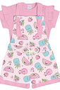 Conjunto Bebê Menina Blusa E Jardineira Frutas Rosa Cinti