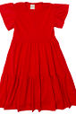 Vestido Infantil em Camadas Manga Curta Vermelho