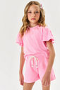 Conjunto Infantil Menina Blusa Boxy E Short Glitter Rosa Cinti