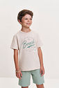 Conjunto Infantil Beach com Camiseta e Bermuda de Linho Olive