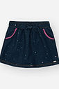 Short-Saia Infantil Cinti em Molecotton Denim com Glitter e Pompons AZUL MARINHO