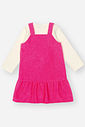 Conjunto Bebê Menina Body E Salopete Veludo Rosa Neon Mundo Cinti
