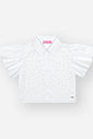 Camisa Cropped Infantil Menina Cintilante Branca Mundo Cinti