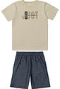 Conjunto Infantil Camiseta JUST e Bermuda Denim