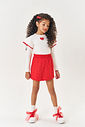 Conjunto Infantil Menina Blusa Babado E Short-Saia Vermelho Mundo Cinti