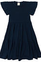 Vestido Infantil em Camadas Manga Curta Marinho Vestido Infantil em Camadas Manga Curta Marinho