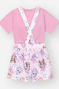 Conjunto Infantil Cheerleaders de Blusa e Jardineira Estampada com Mochila ROSA IOGURTE