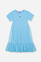 Vestido Infantil de Festa em Canelado Glow com Tule Foil – Vestido Menina Verão com Brilho AZUL PROVENCE