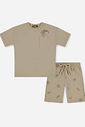 Conjunto Menino Camiseta e Bermuda Capivara Skater Latte