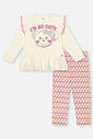 Conjunto Bebê Menina Blusa Bata Cute E Legging Bege Mundo Cinti