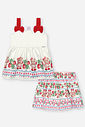 Conjunto Bebê Menina Berry Sweet em Cetim Glow – Bata com Shorts Estampado de Morangos Cinti Baby OFF WHITE/RS IOGURTE