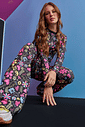 Conjunto Blusa Boxy E Calça Boot Cut Total Print Preto Dway