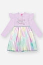 Vestido Infantil Menina Unicorns Are Magical Lilás Mundo Cinti
