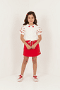 Conjunto Infantil Menina Blusa E Short-Saia Tutti-Frutti Vermelho Mundo Cinti