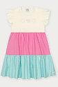 Vestido Infantil Color Block 3 Corações Natural Abrange