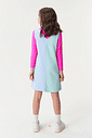 Jardineira Color Block E Blusa Rosa, Verde E Azul CTV