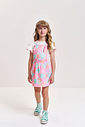 Conjunto Infantil Neon Love com Blusa em Cotton e Salopete Estampada – Look Menina Verão Rosa Barbie NATURAL/RS BARBIE