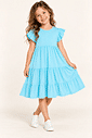 Vestido Infantil em Camadas Manga Curta Azul Vestido Infantil em Camadas Manga Curta Azul
