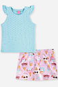 Conjunto Infantil Menina Regata com Strass e Short-Saia Sorvetes