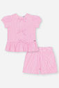 Conjunto Bebê Menina Bata com Laços e Shorts em Tricoline – Look Delicado Cinti Baby ROSA IOGURTE