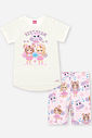 Conjunto Infantil Menina Cheerleader com Bermuda Ciclista Estampada NATURAL/RS CONFETE