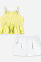 Conjunto Infantil Menina Regata Cropped Lemon e Short Branco