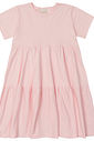 Vestido Infantil em Camadas Básico Manga Curta Rosa Claro Vestido Infantil em Camadas Básico Manga Curta Rosa Claro