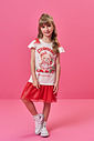 Vestido Infantil em Meia Malha com Tule Foil – Vestido Menina Verão com Estampa de Morango e Strass NATURAL/VM MARTE