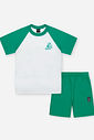 CONJ CAMISETA E BERMUDA BRANCO/VERDE VIVID