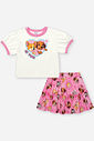 Conjunto Bebê Menina Cachorrinhas com Saia Shorts – Look Infantil Cinti Baby NATURAL/RS CONFETE